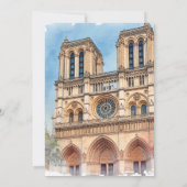Paris Watercolor Skyline Save the Date 招待状 (裏面)