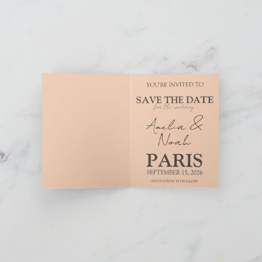 Paris Wedding Invitation | Elegant Eiffel Tower  招待状 (内部)
