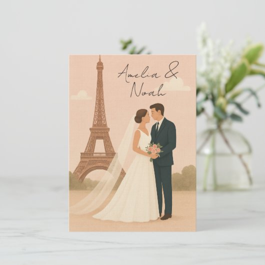 Paris Wedding Invitation | Elegant Eiffel Tower  招待状 (スタンド正面)