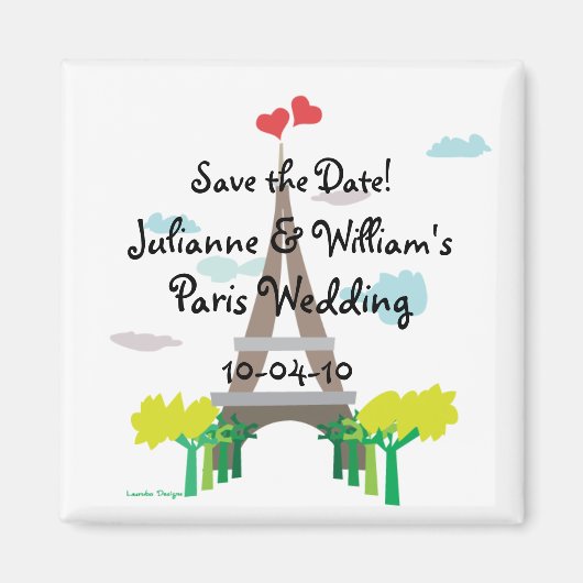 Paris Wedding Save the Date Magnet マグネット (正面)