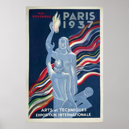 Paris World's Fair 1937 Poster Vintage ポスター (正面)
