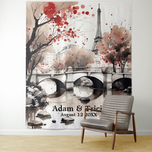 Parisian Autumn Dream Wedding Backdrop タペストリー (インサイチュ)