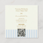Parisian Blue Stripes French Bakery QR Patisserie  スクエア名刺 (裏面)
