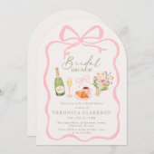 Parisian Brunch Pink Bow Bridal Shower Invitation 招待状 (正面/裏面)