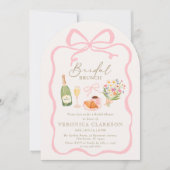 Parisian Brunch Pink Bow Bridal Shower Invitation 招待状 (正面)
