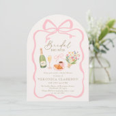 Parisian Brunch Pink Bow Bridal Shower Invitation 招待状 (スタンド正面)