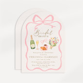 Parisian Brunch Pink Bow Bridal Shower Invitation 招待状