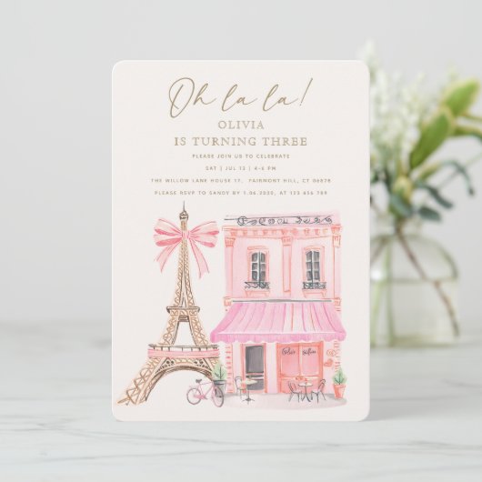 Parisian Café Birthday Invitation 招待状 (スタンド正面)