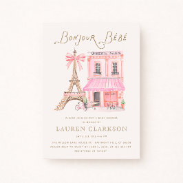 Parisian Café Bonjour Bébé Baby Shower Invitation 招待状