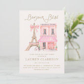 Parisian Café Bonjour Bébé Baby Shower Invitation 招待状 (スタンド正面)