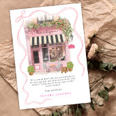 Parisian Cafe Bonjour Bebe Pink Bow Thank you 招待状