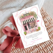 Parisian Cafe Bonjour Bebe Pink Bow Thank you 招待状
