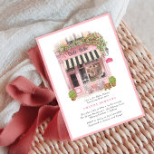 Parisian Cafe Bonjour Bebe Pink Theme Baby Shower  招待状