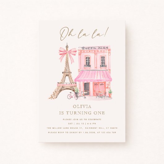 Parisian Café first Birthday Invitation 招待状