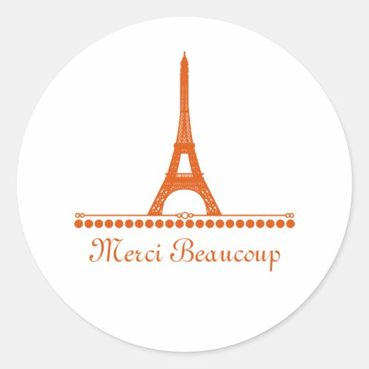 Parisian Chic Thank You Stickers, Orange ラウンドシール (正面)