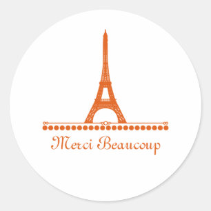 Parisian Chic Thank You Stickers, Orange ラウンドシール