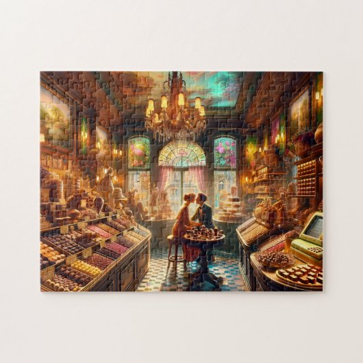Parisian Chocolatier Romantic Chocolate Shop Scene ジグソーパズル (横)