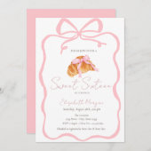 Parisian Croissant Pink Bow Sweet 16 招待状 (正面/裏面)