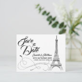 Parisian Doodles日付ポストカードを保存 ポストカード (スタンド正面)