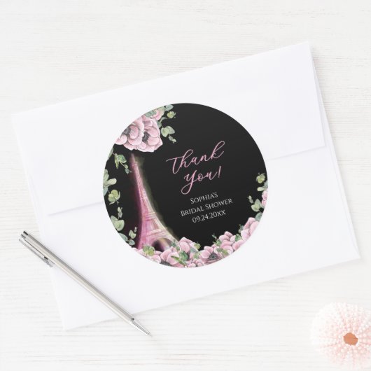 Parisian Floral Oh la la Bridal Shower Sticker ラウンドシール (封筒)