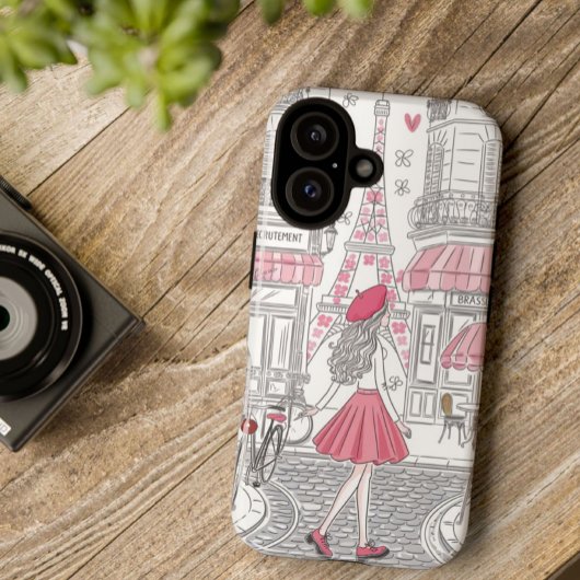 Parisian Girl  – Cute Eiffel Tower & Café Street  iPhone 16ケース