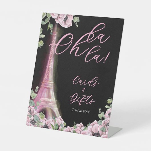 Parisian Oh La La Bridal Shower Pedestal Sign 台座サイン (正面)