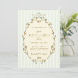 Parisian Patisserie French Vintage Style Birthday 招待状