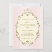 Parisian Patisserie French Vintage Style Pink 招待状 (正面)
