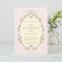 Parisian Patisserie French Vintage Style Pink 招待状