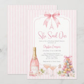 Parisian Pink Bridal Shower 招待状 (正面/裏面)