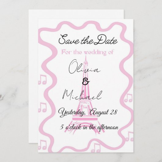 Parisian style with the tower wedding  招待状 (正面/裏面)