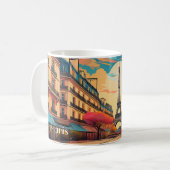 Parisian Sunrise Mug – Eiffel Tower Street Scene コーヒーマグカップ (正面左)
