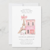Parisian Tea Party QR Code Bridal Shower 招待状 (正面)