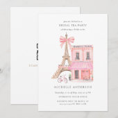 Parisian Tea Party QR Code Bridal Shower 招待状 (正面/裏面)