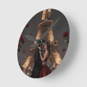 Parisian Valentines Day ラウンド壁時計 (傾斜)