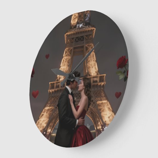 Parisian Valentines Day ラージ壁時計 (傾斜)