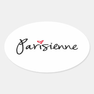 Parisienneのパリの女の子 楕円形シール