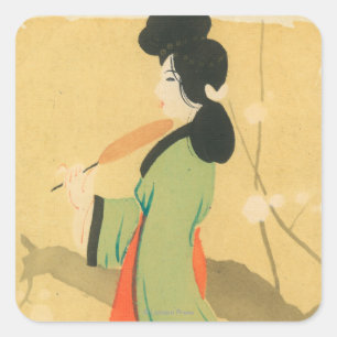 ParisParis、フランスの日本のな女性の眺め スクエアシール