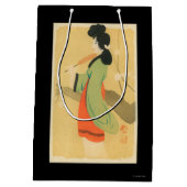 ParisParis、フランスの日本のな女性の眺め ミディアムペーパーバッグ (裏面)