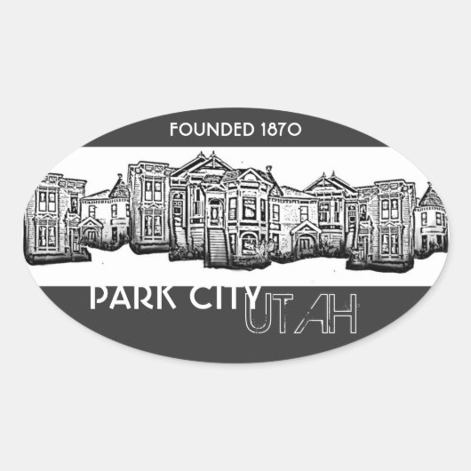 Park City Utah旧市街建物 楕円形シール (正面)