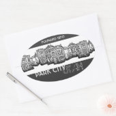 Park City Utah旧市街建物 楕円形シール (封筒)