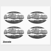 Park City Utah旧市街建物 楕円形シール (シート)