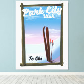 Park city Utah Ski旅行ポスター キャンバスプリント (インサイチュ (ウッドフロア))