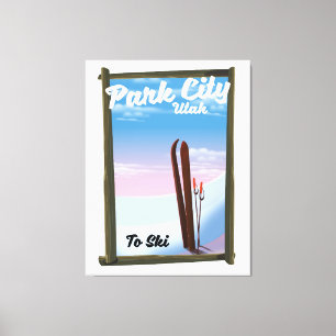Park city Utah Ski旅行ポスター キャンバスプリント