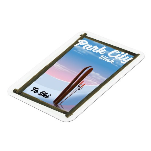 Park city Utah Ski旅行ポスター マグネット (左側)