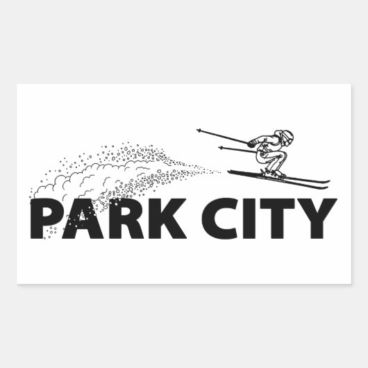 Park City Utah Ski Jumper 長方形シール (正面)