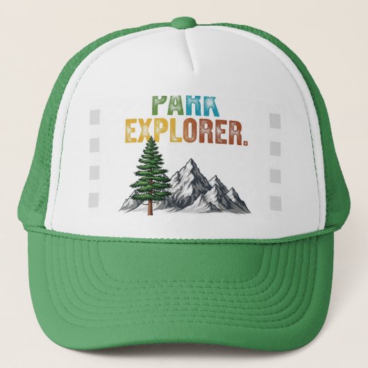 Park Explorer. Tシャツのデザイン。 キャップ (正面)