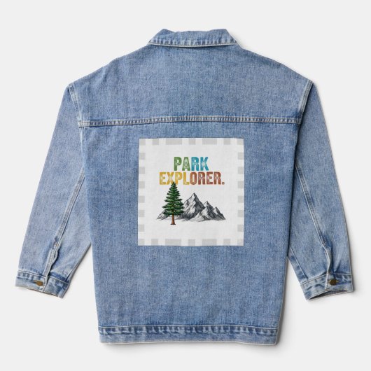Park Explorer. Tシャツのデザイン。 デニムジャケット (裏面)