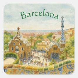 Park Güell in Barcelona, Spain スクエアシール