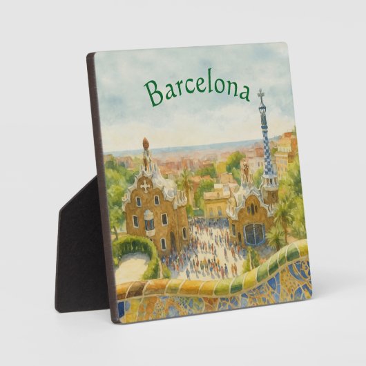 Park Güell in Barcelona, Spain フォトプラーク (正面)